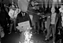 Queman en Brasil efigie de Trump y bandera de EE.UU.