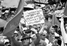 Militantes del Partido Libre de Honduras se movilizan en defensa de la democracia