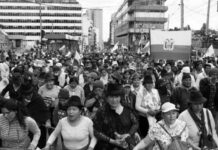 Organizaciones sociales protagonizan marcha de protesta en la capital de Ecuador