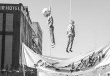 ‘Ejecutan’ simbólicamente a Trump y Netanyahu en una manifestación en Irán