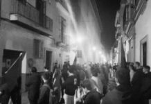 Decenas de jóvenes cantan el Cara al Sol en Sevilla con absoluta impunidad