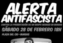 España. Convocatoria Antifascista en Burgos contra la presentación de un grupo neonazi